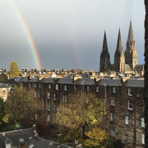 Rainbows welcome us to Edinburgh